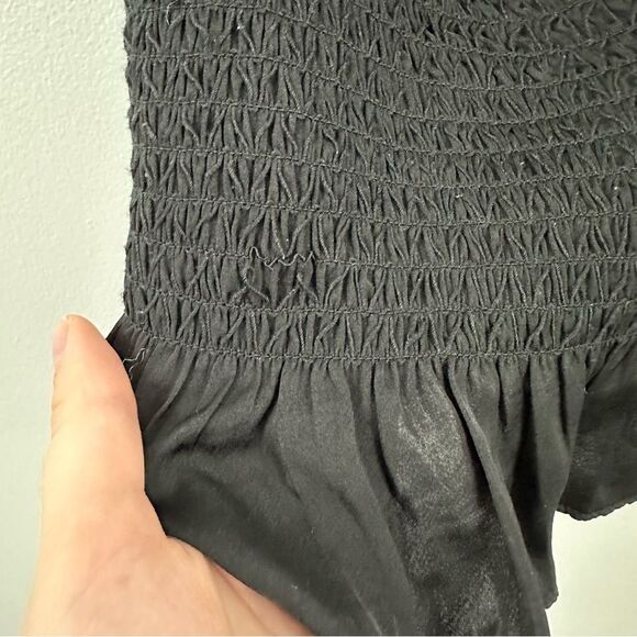 Intimately Free People Black Crop So Dreamy Smocked Peplum Blouse Size Medium - Picture 15 of 15